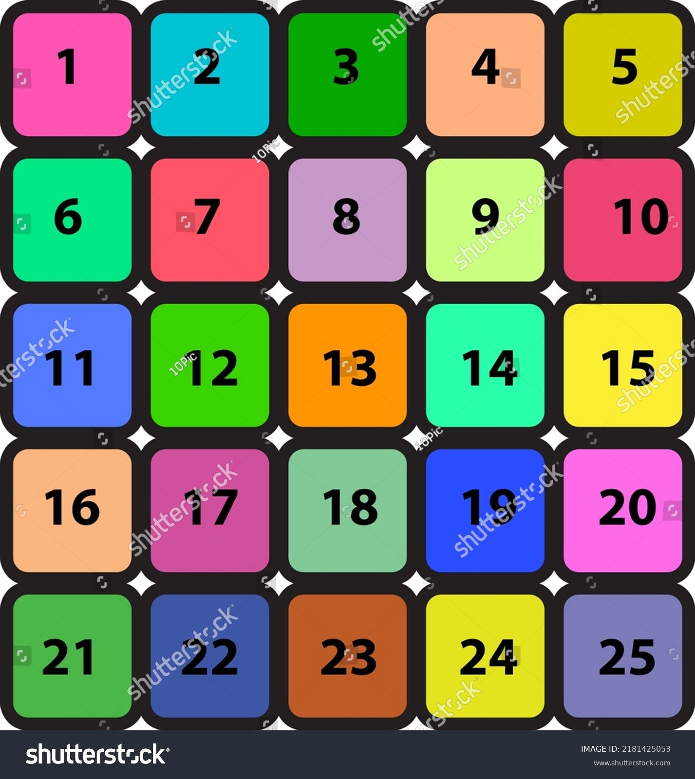 1 25 Number Chart Educational Board Stock Vector Royalty Free 2181425053 Shutterstock