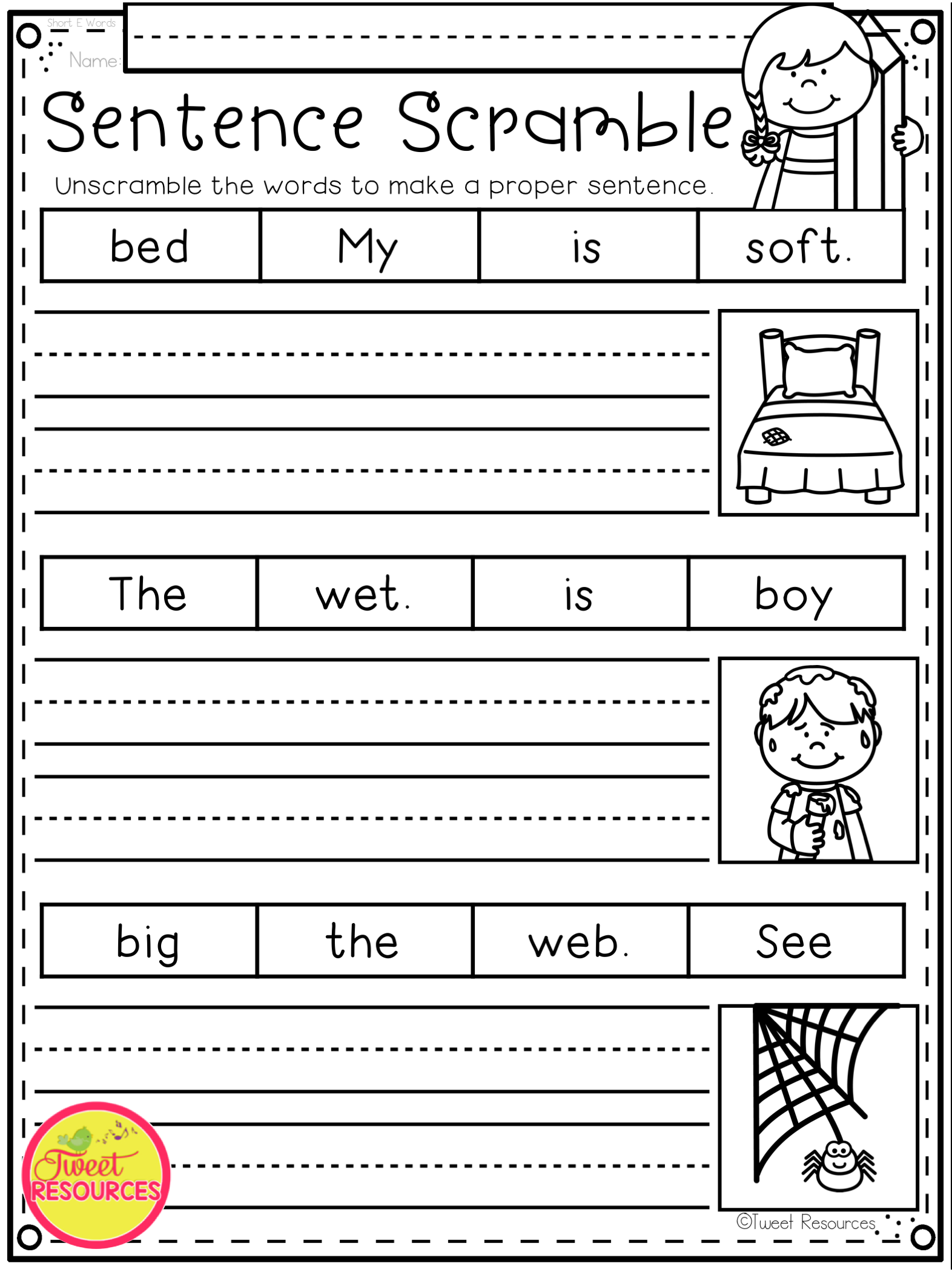 10 Rearrange The Sentence Ideas Kindergarten Writing Kindergarten Worksheets Sentences