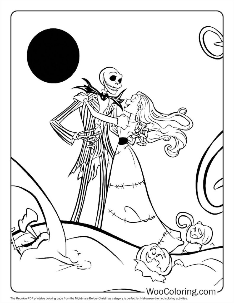 jack and sally colouring pages