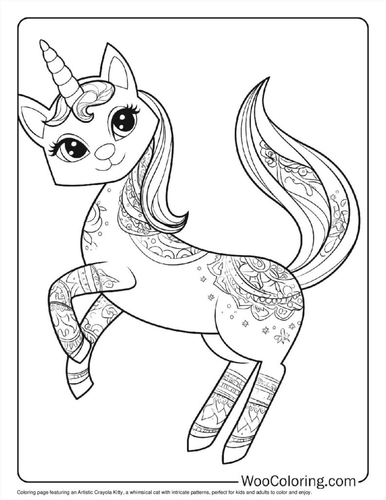 kitty cat unicorn coloring page