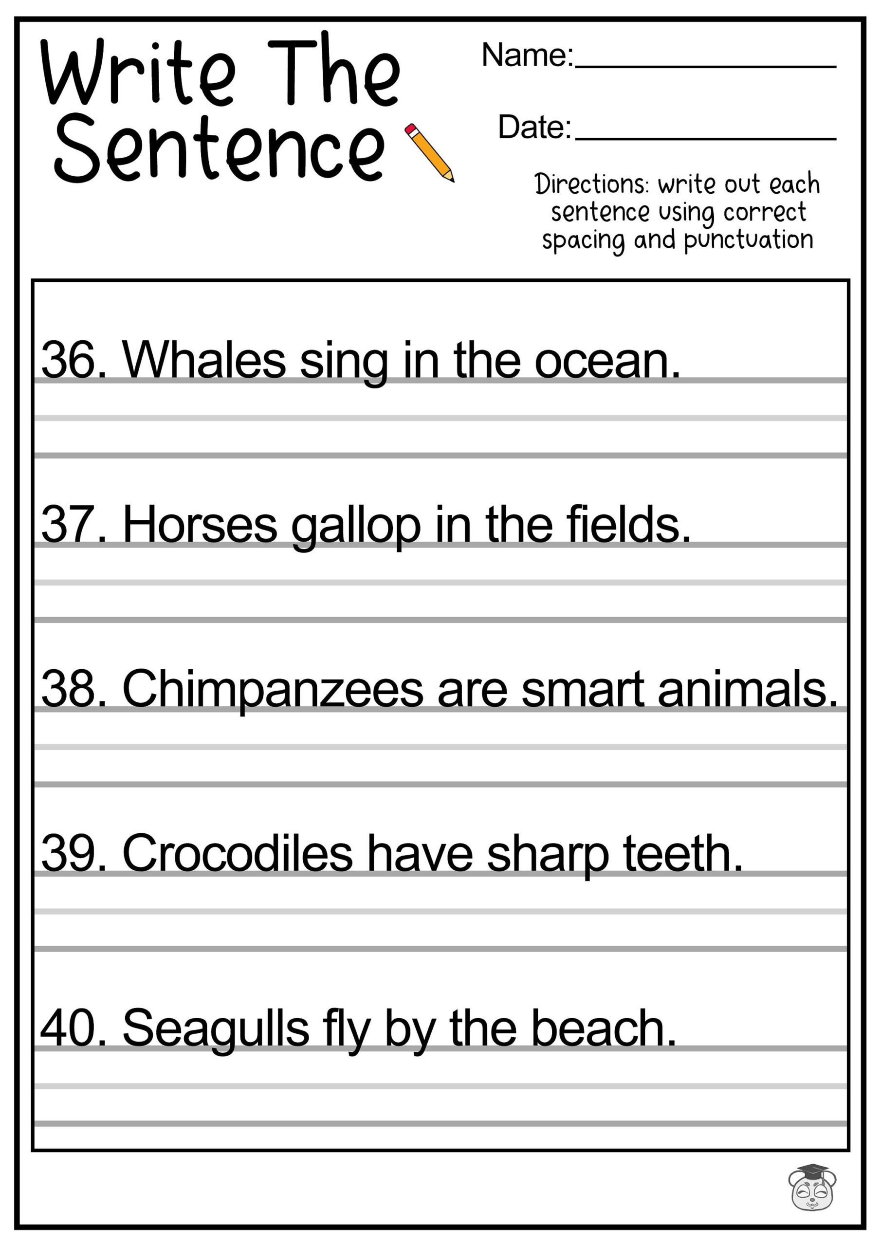 11 Printable Sentence Writing English Worksheets Improve Reading And Writing Skills ages 4 7 KG1 To Grade 2 Etsy