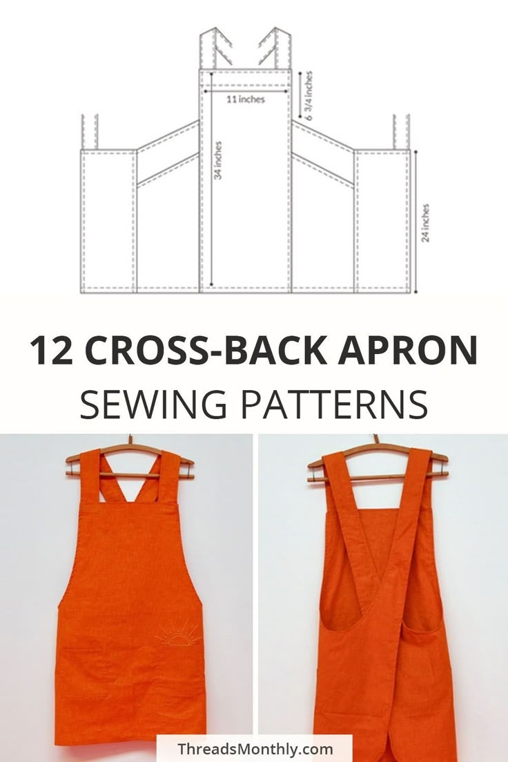 12 Cross Back Apron Sewing Patterns Beginner Sewing Project Idea Printable PDFs Some FREE