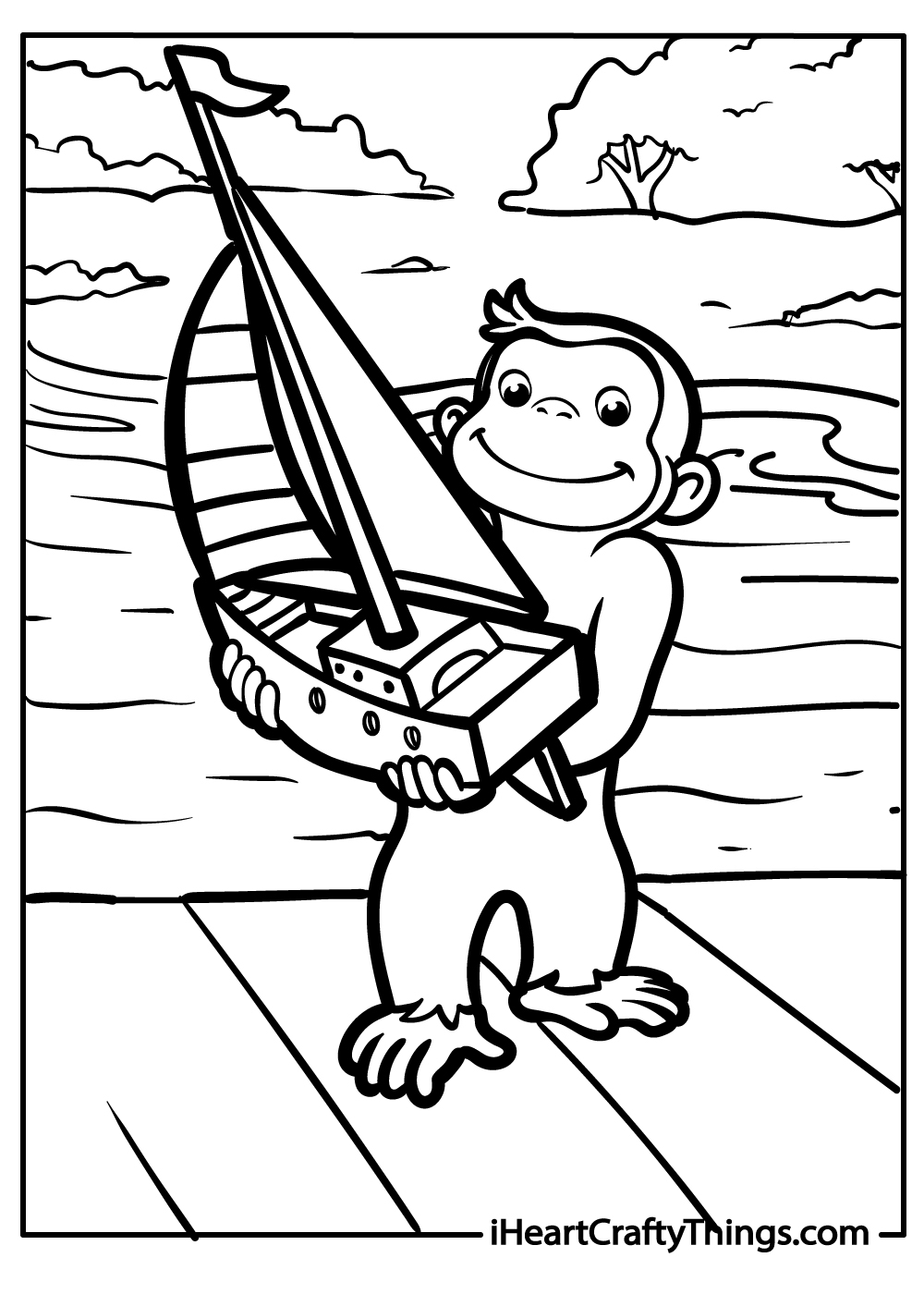 coloring pages of curious george