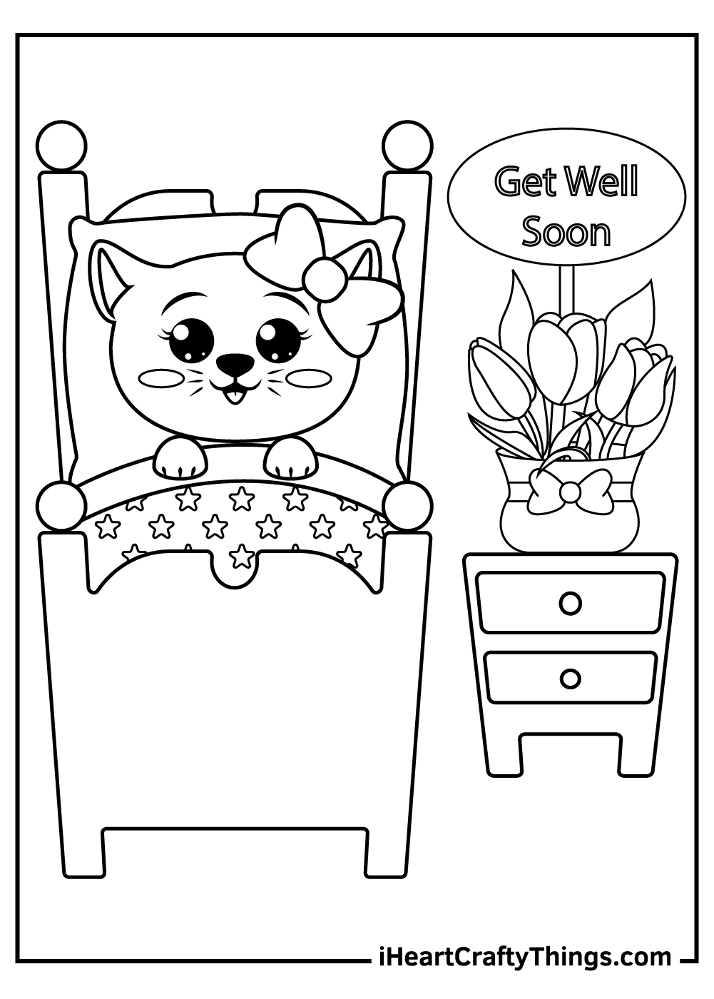 get well soon color page