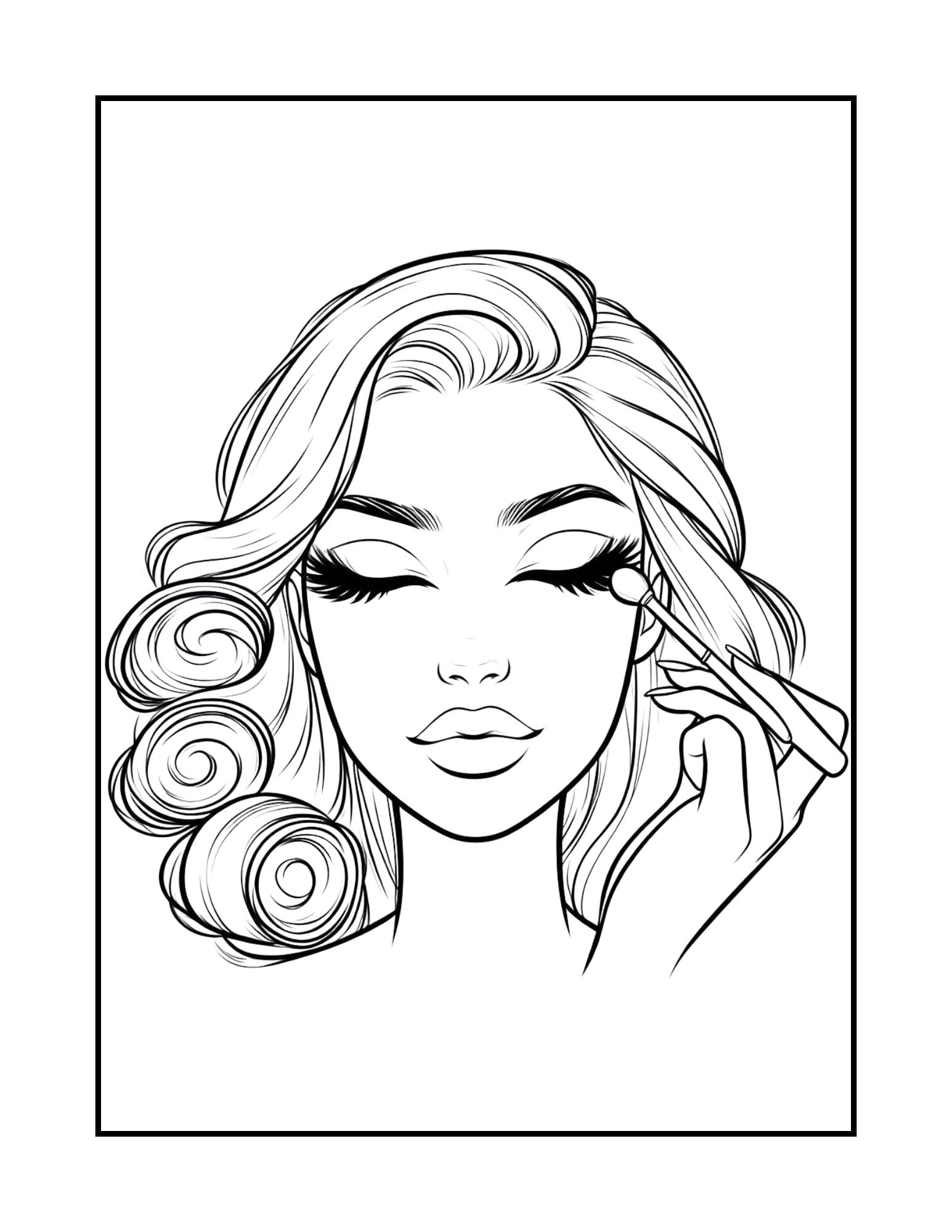 15 Makeup Practice Fashion Model Coloring Pages Large Bold Design Instant Digital Download Printable Cute And Trendy For Kids Teens Adults Etsy