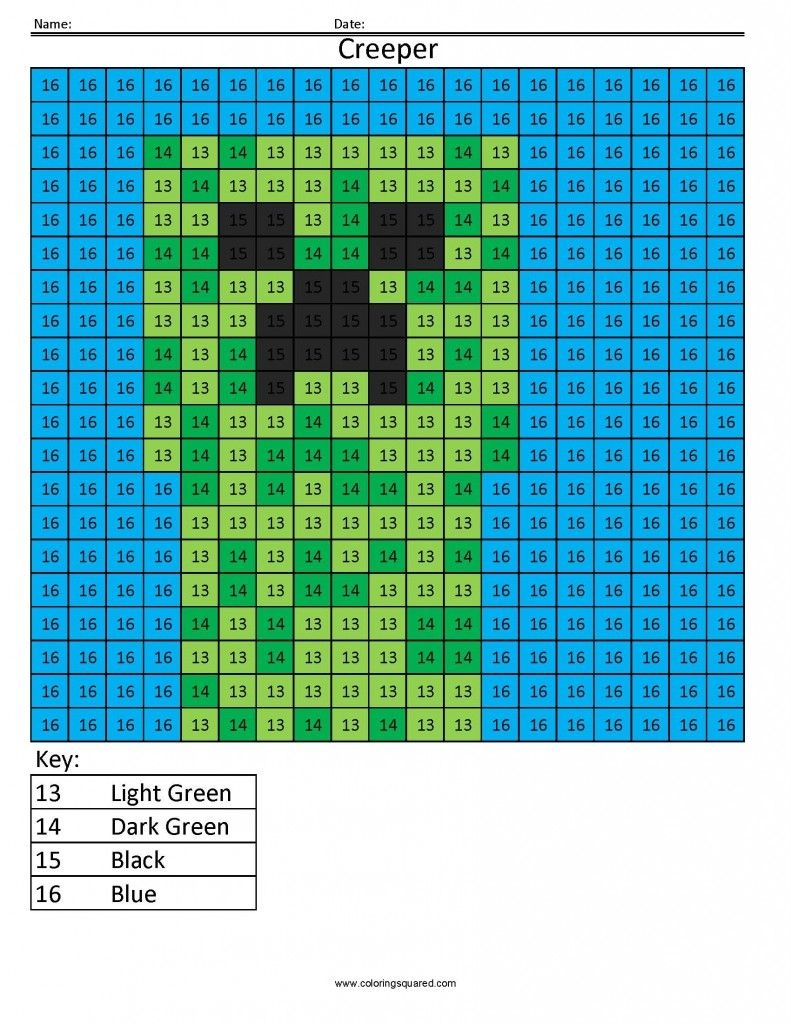 17 Minecraft Color By Number Ideas Minecraft Minecraft Coloring Pages Math Coloring
