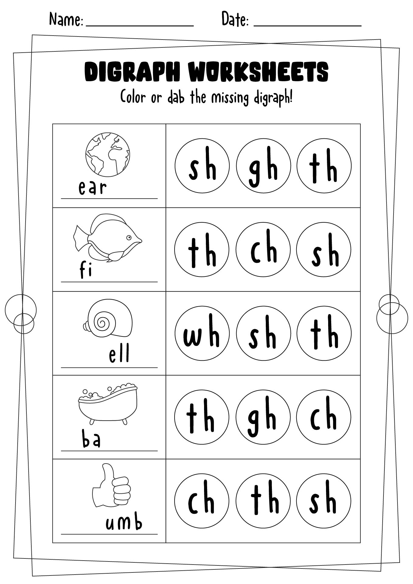 digraph worksheets kindergarten