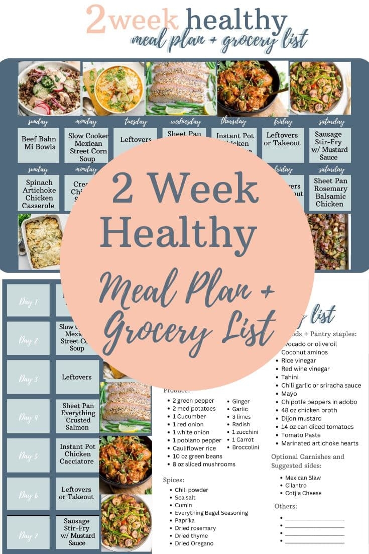 2 Week Healthy Meal Plan Wholesomelicious