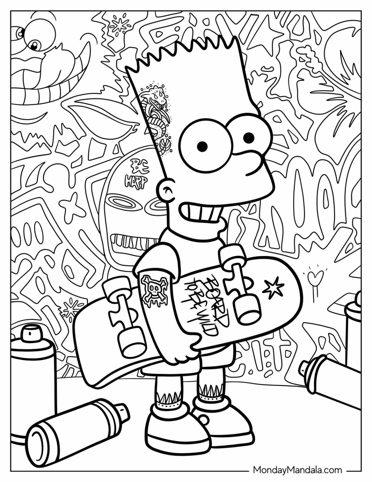 hood bart simpson coloring pages