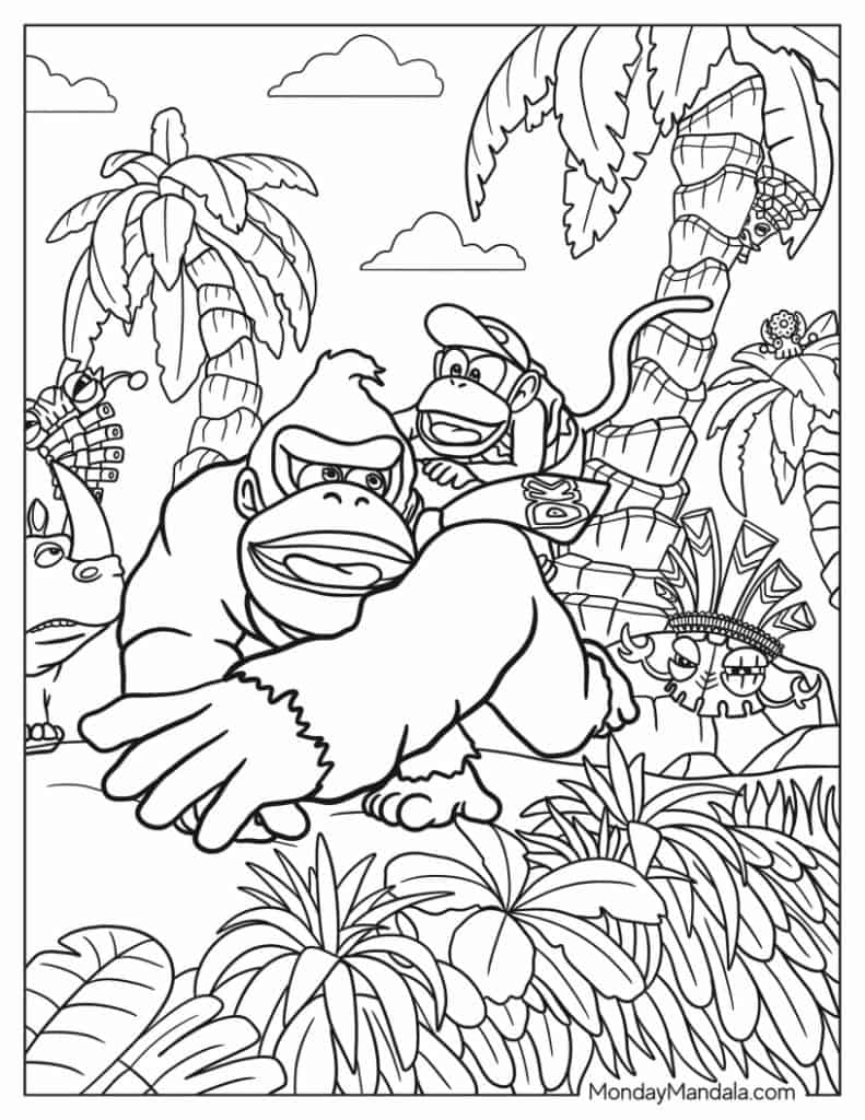 coloring pages of donkey kong