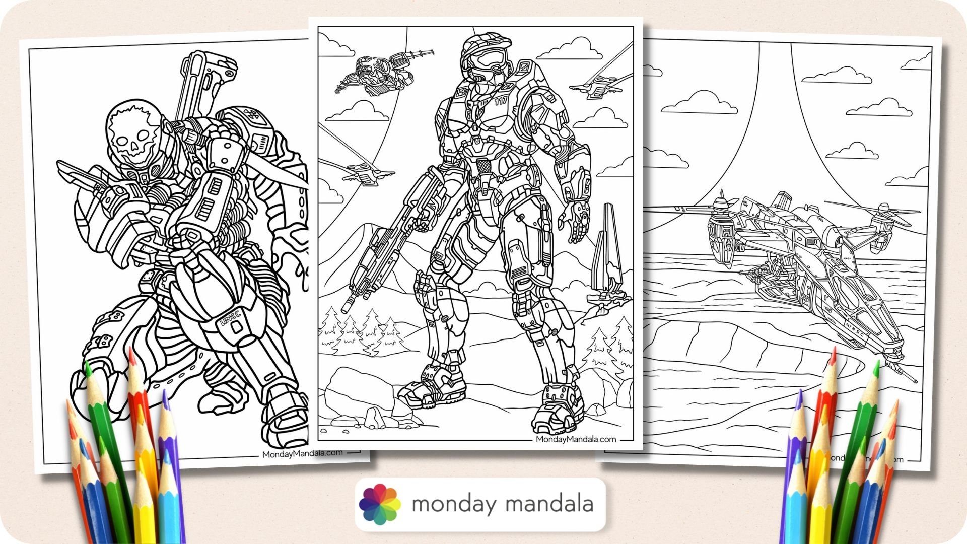 halo master chief coloring page