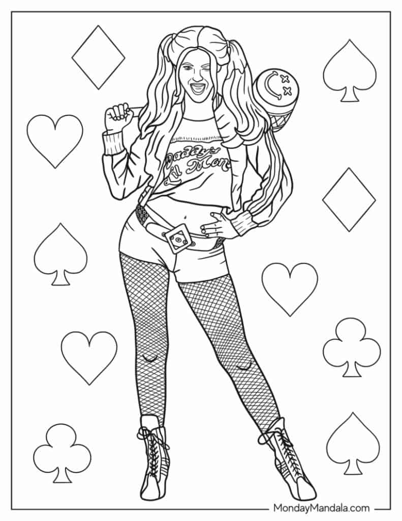 coloring pages of harley quinn