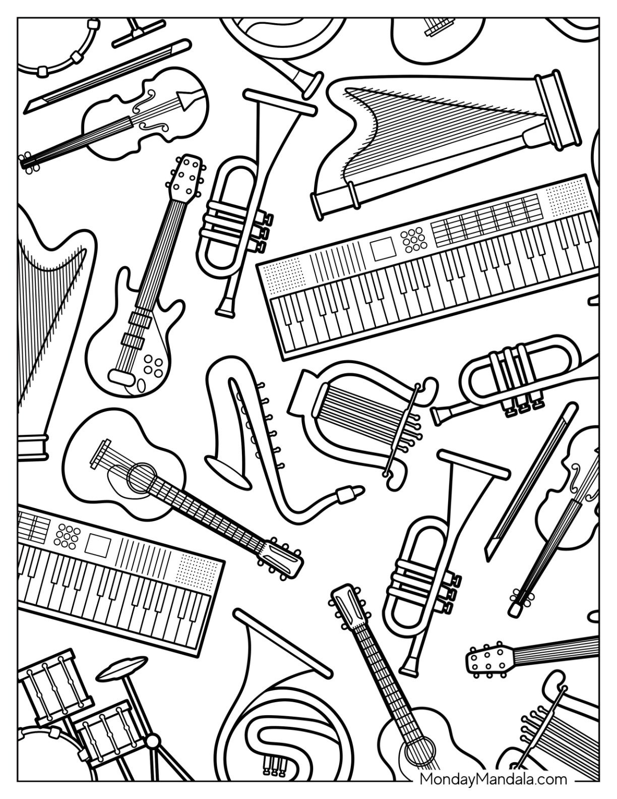 coloring pages of musical instruments