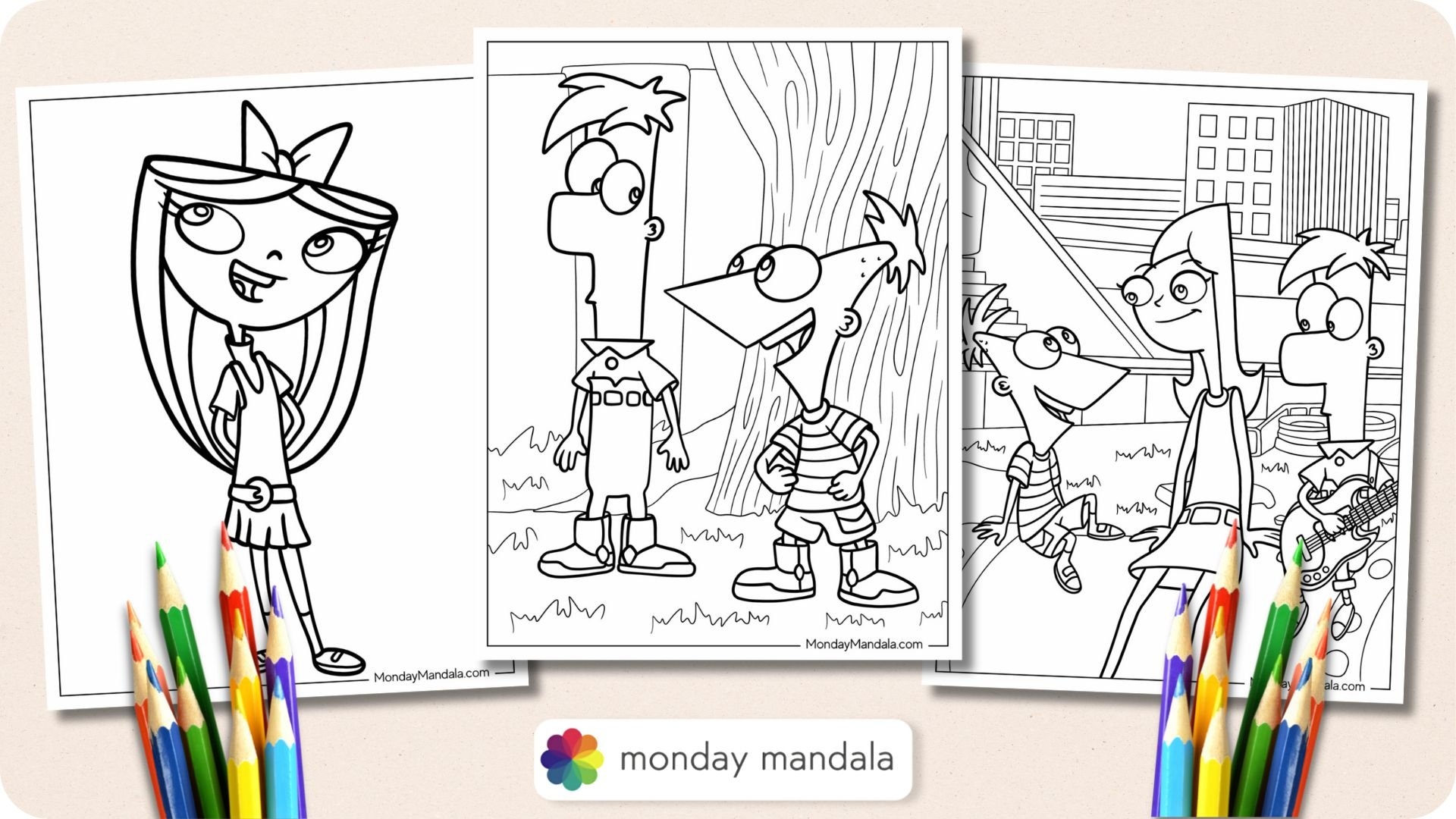 coloring pages phineas and ferb