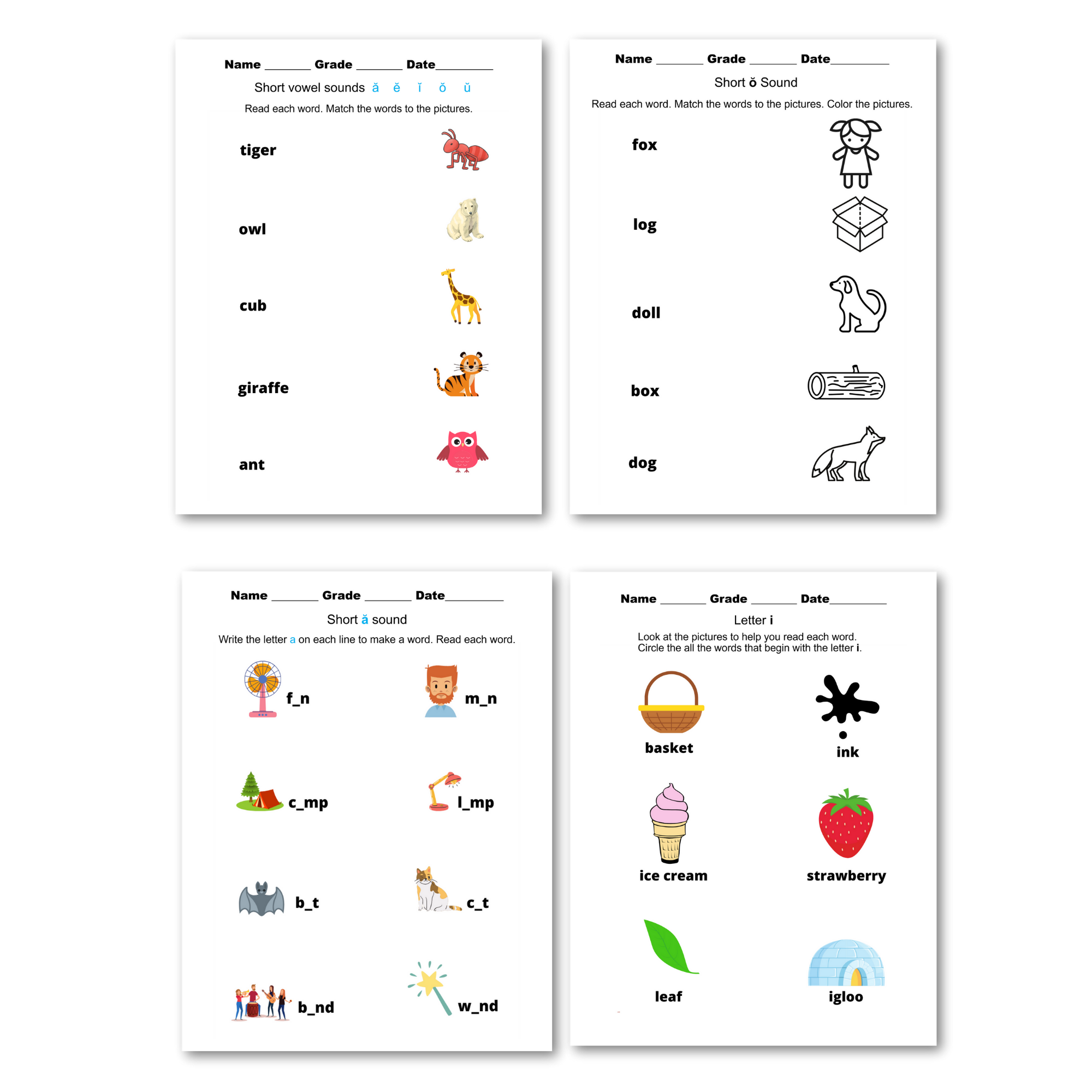 phonics worksheet for kindergarten