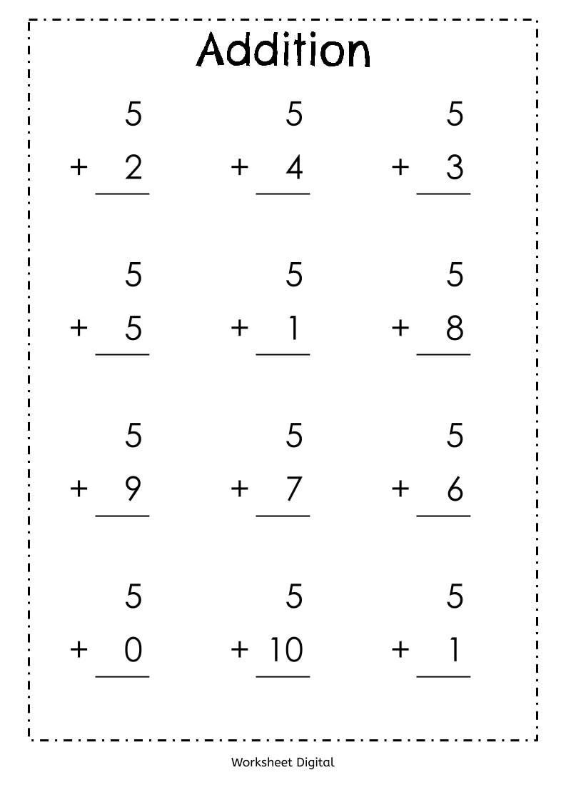 kindergarten addition sheets