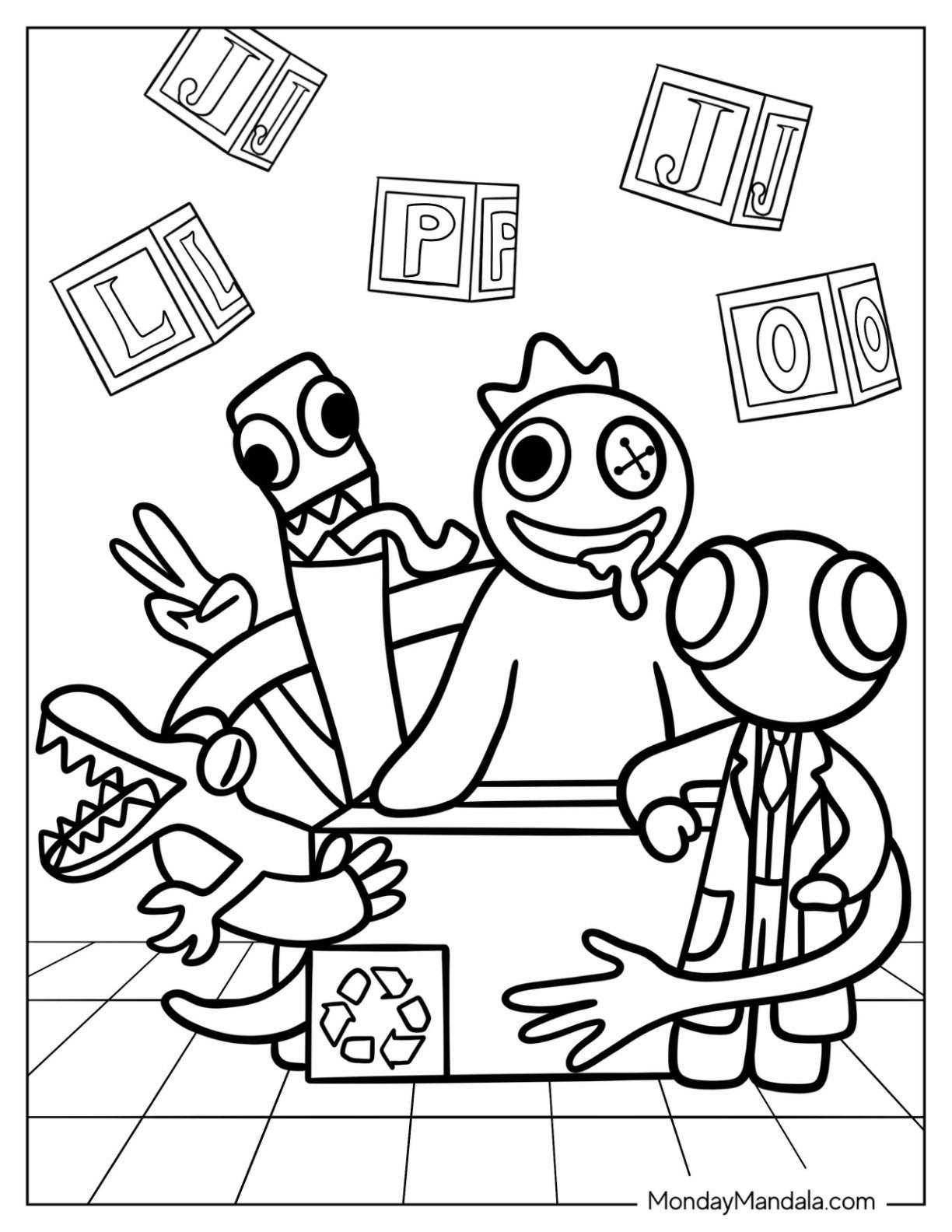 orange rainbow friends coloring page
