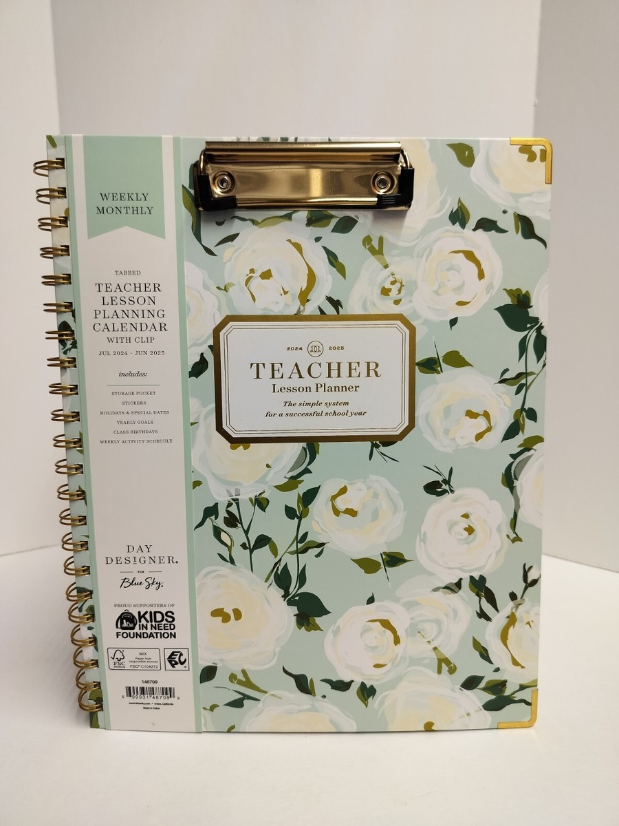 2024 2025 Blue Sky Day Designer Teacher Planner 148709 With Clip EBay