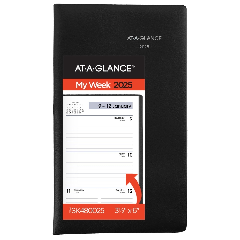 2025 AT A GLANCE DayMinder Weekly Planner 3 1 2 X 6 Black January 2025 To December 2025 SK4800 OfficeSupply