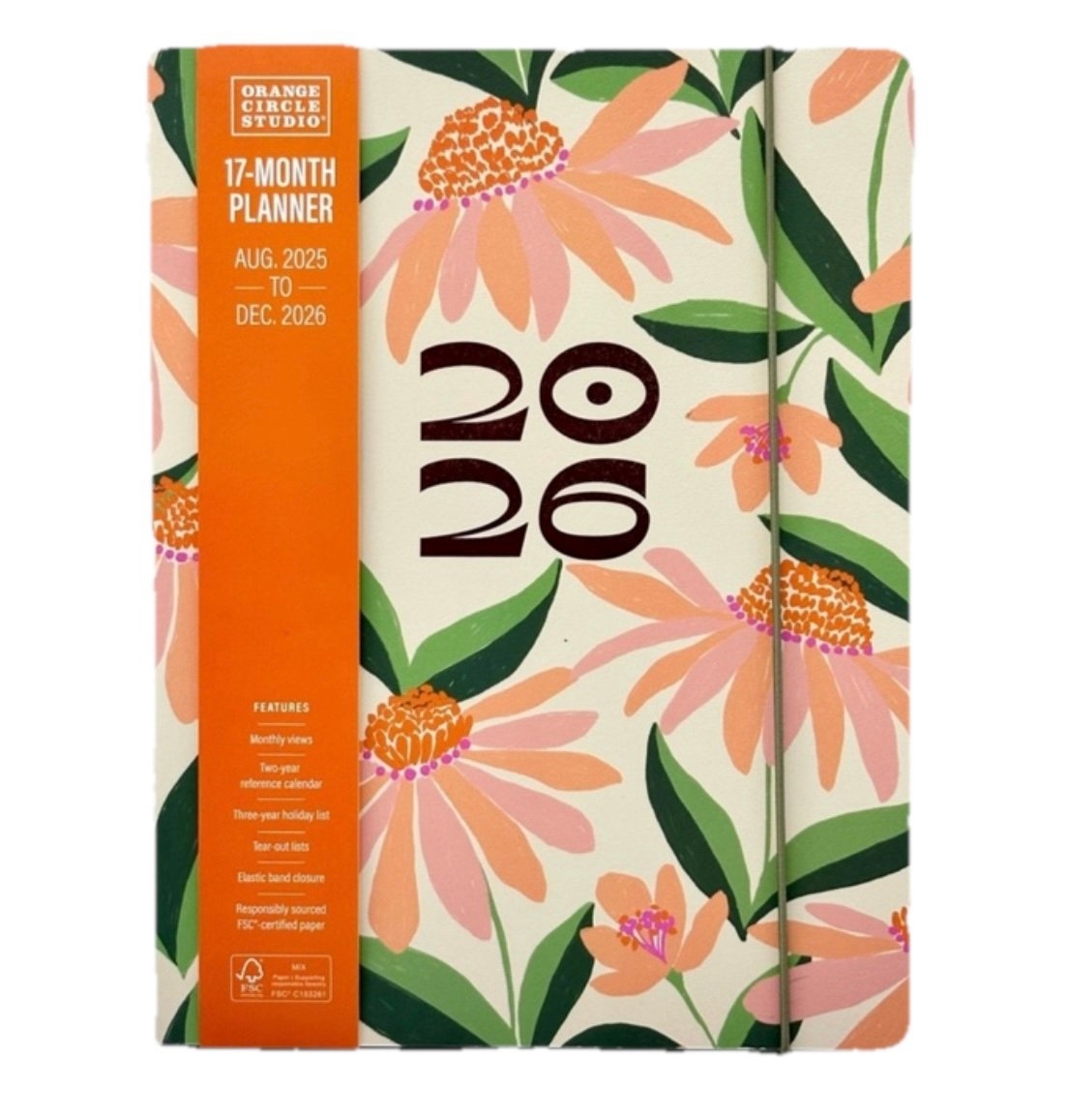 2026 Monthly Planner 17 Mo Planner Orange Circle Studio FLOWERS MARKET Pink