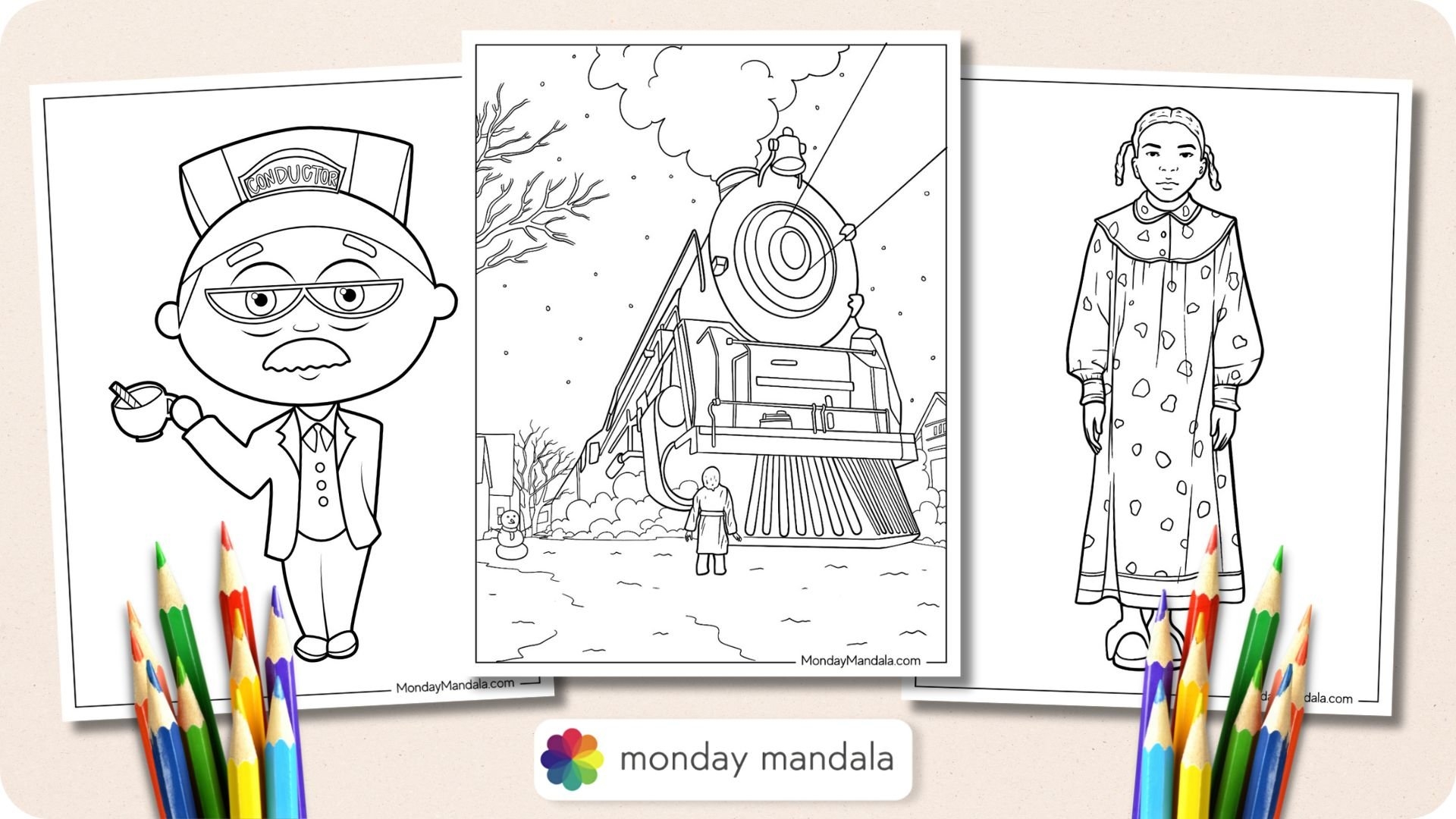 polar express coloring pages free