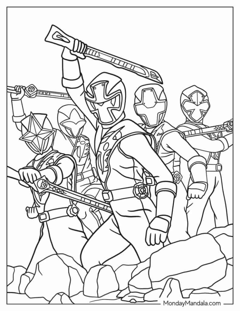 red power ranger colouring pages