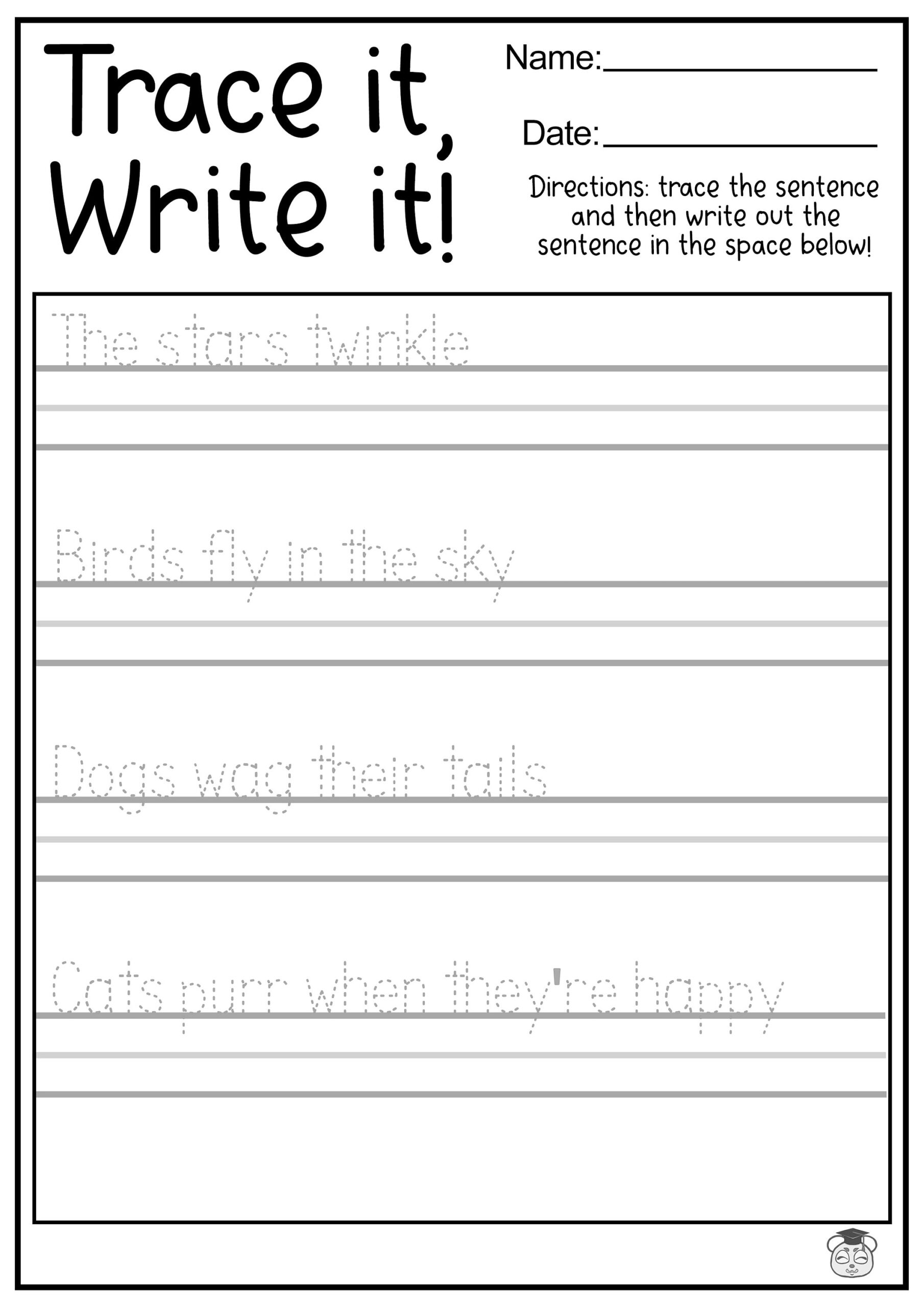 kindergarten writing worksheets sentences