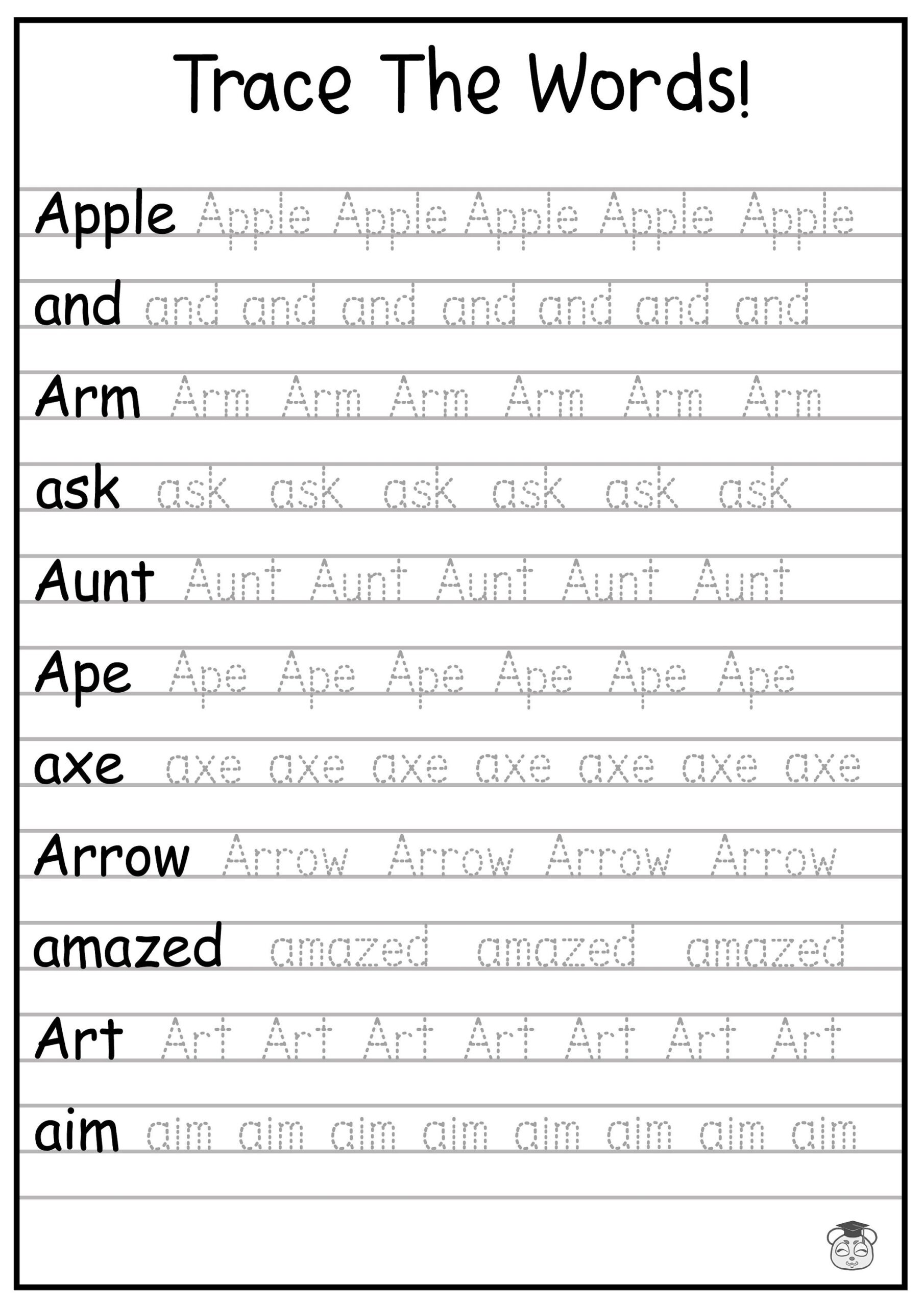 24 Printable Trace The Words Worksheet Alphabetical A Z Capital And Lowercase Words ages 3 7 KG1 To Grade 2 Etsy Denmark
