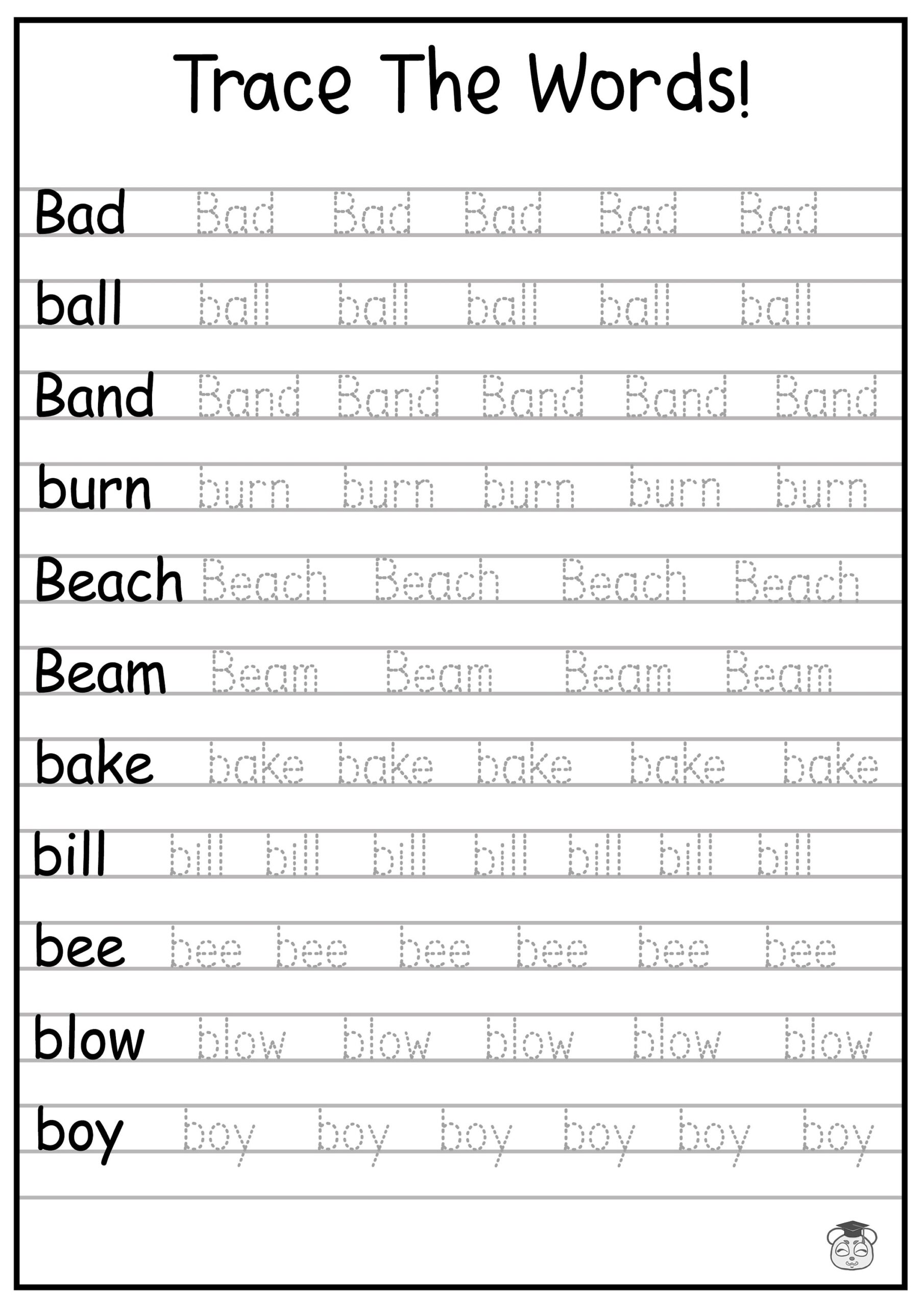 24 Printable Trace The Words Worksheet Alphabetical A Z Capital And Lowercase Words ages 3 7 KG1 To Grade 2 Etsy Finland