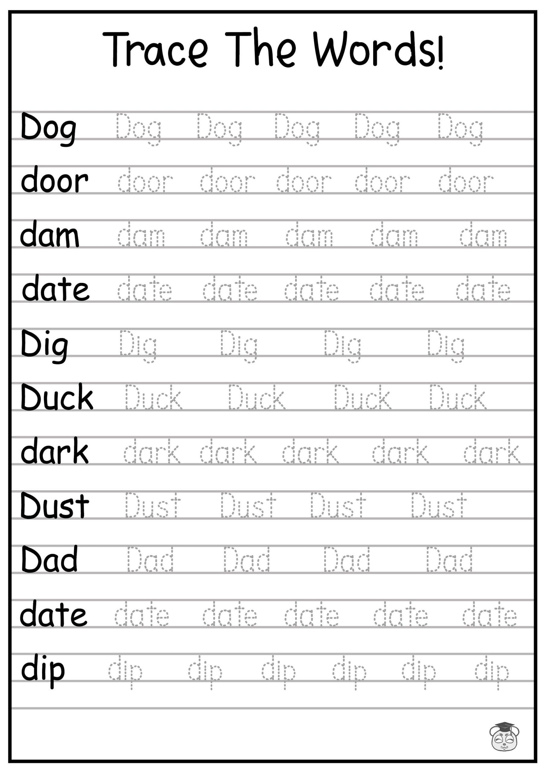 24 Printable Trace The Words Worksheet Alphabetical A Z Capital And Lowercase Words ages 3 7 KG1 To Grade 2 Etsy Norway