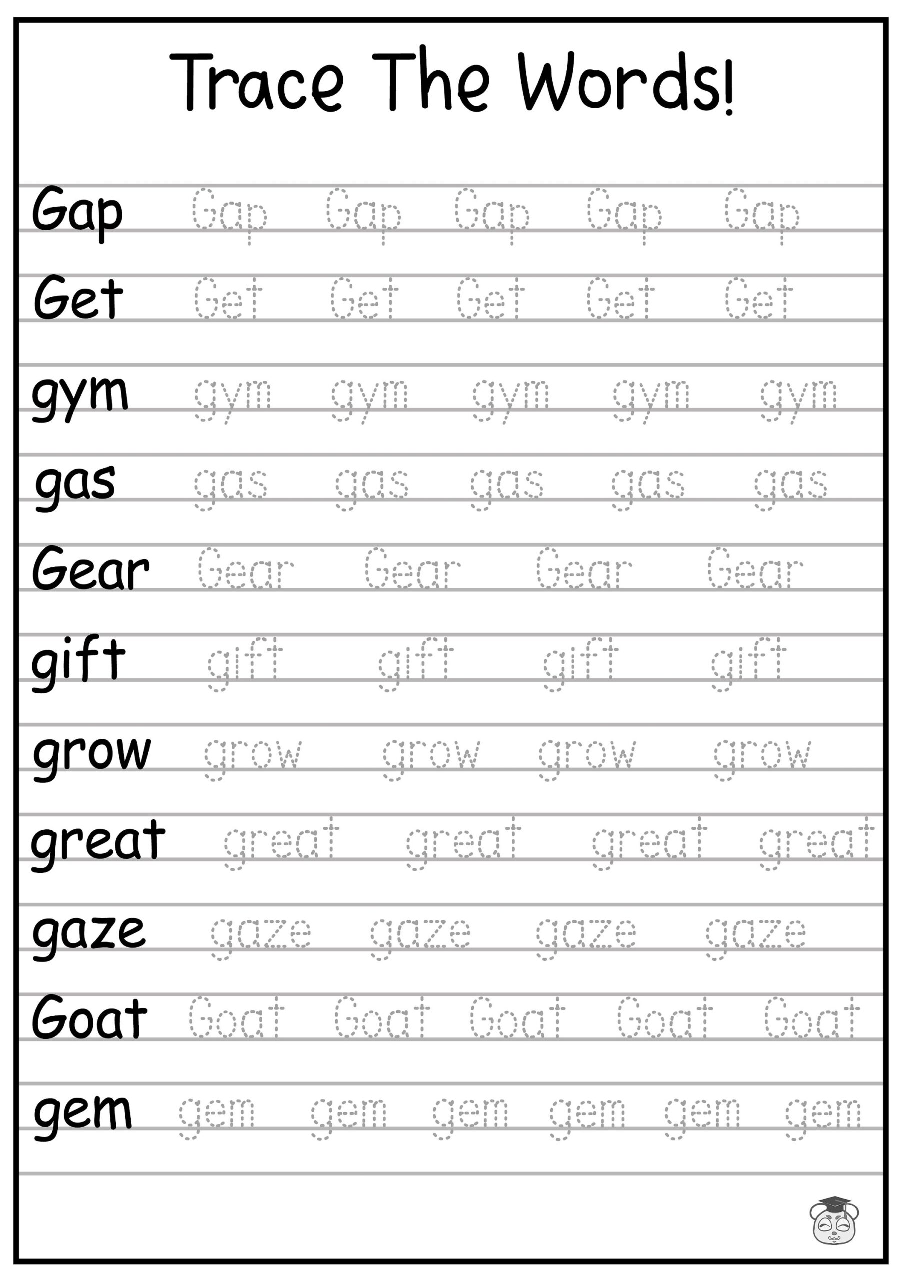 24 Printable Trace The Words Worksheet Alphabetical A Z Capital And Lowercase Words ages 3 7 KG1 To Grade 2 Etsy Norway