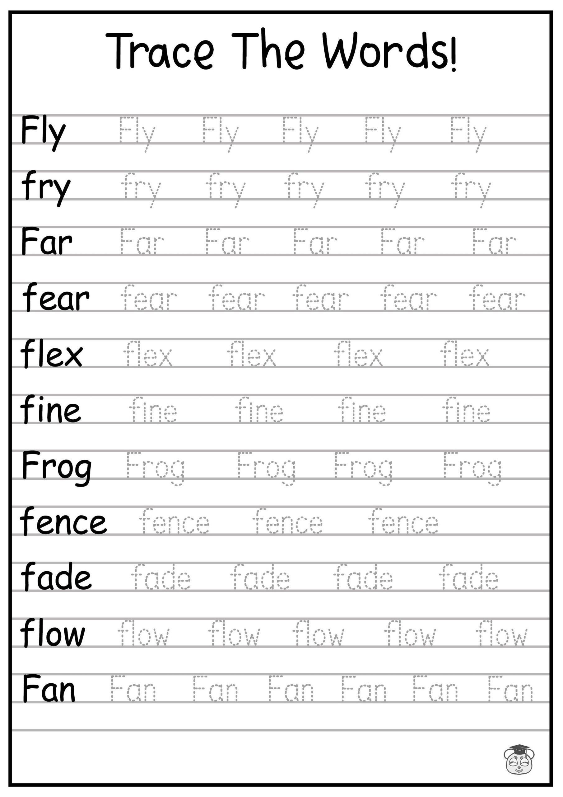 24 Printable Trace The Words Worksheet Alphabetical A Z Capital And Lowercase Words ages 3 7 KG1 To Grade 2 Etsy