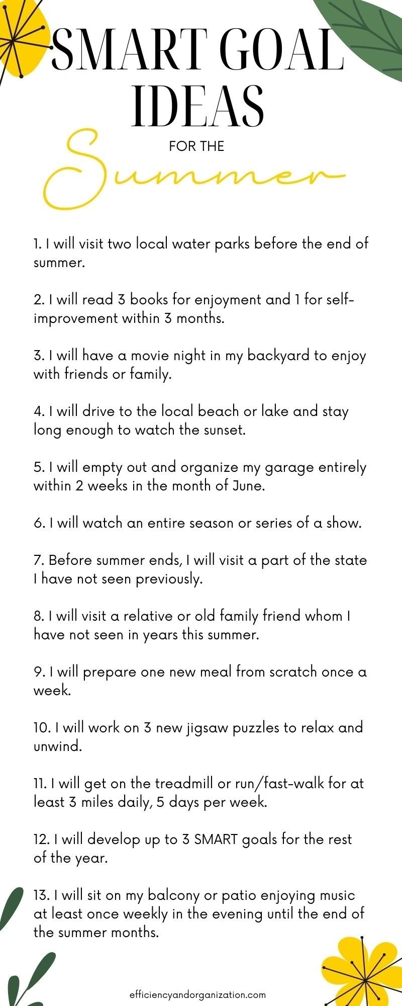25 SMART Goals For The Summer