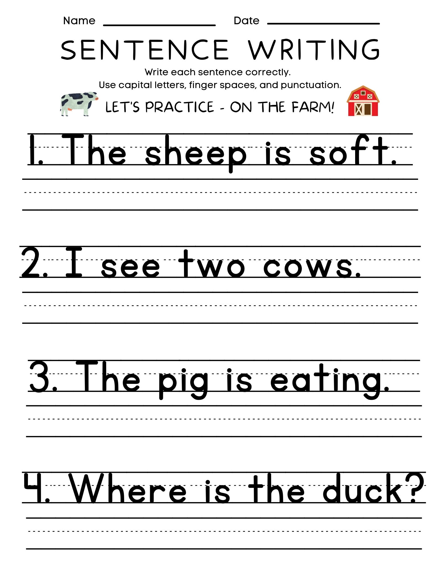 making sentences worksheets for kindergarten