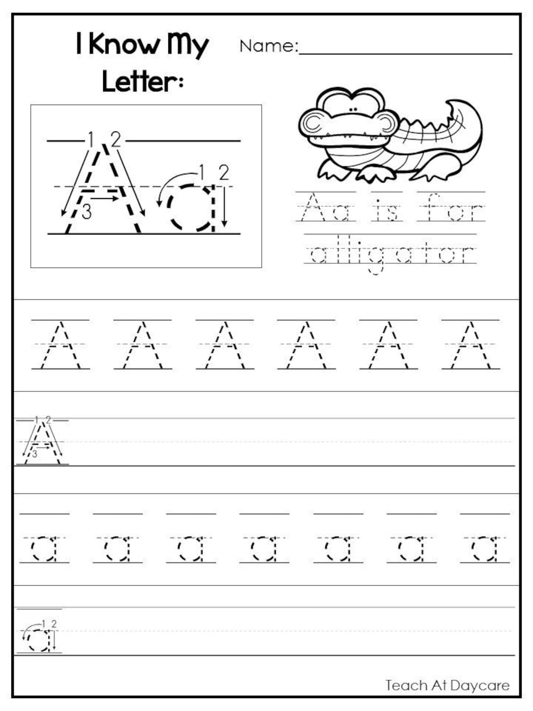 letter a work sheets