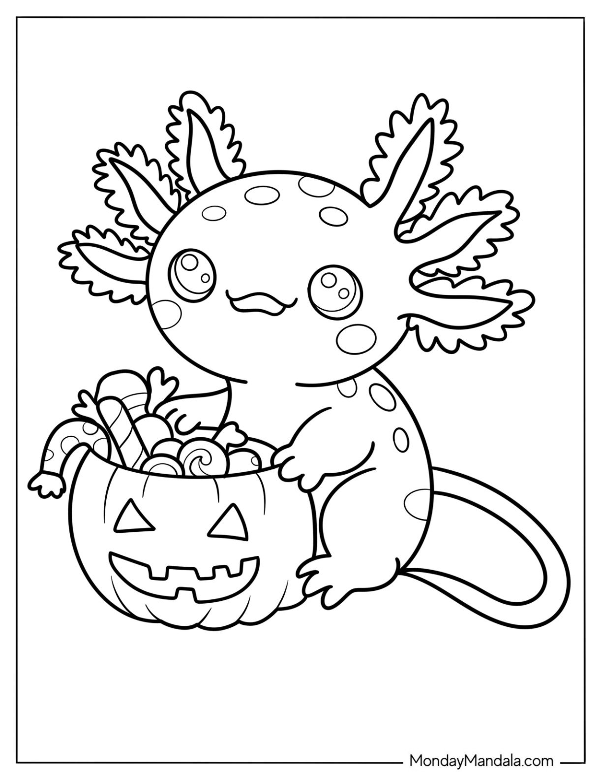 kawaii cute axolotl coloring pages