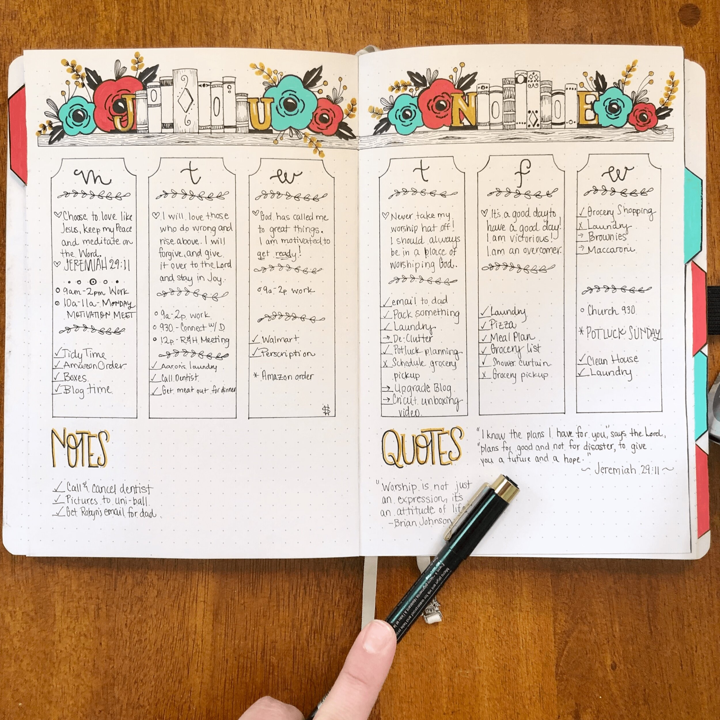 bullet journal weekly spread