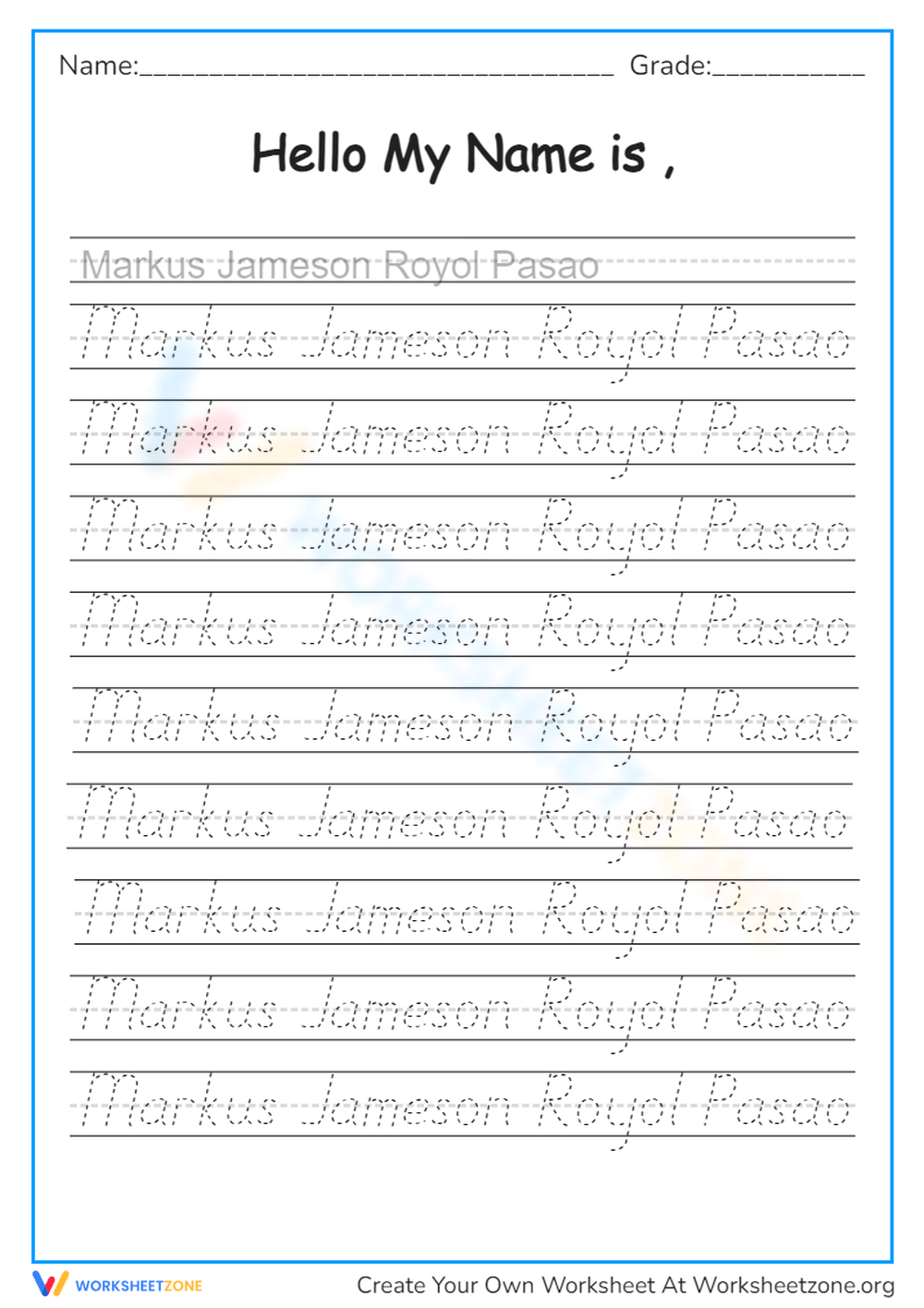 2nd Grade Name Tracing Worksheets Printable