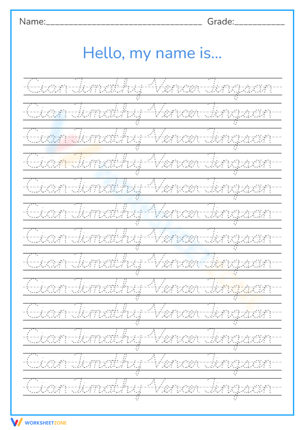 cursive name practice