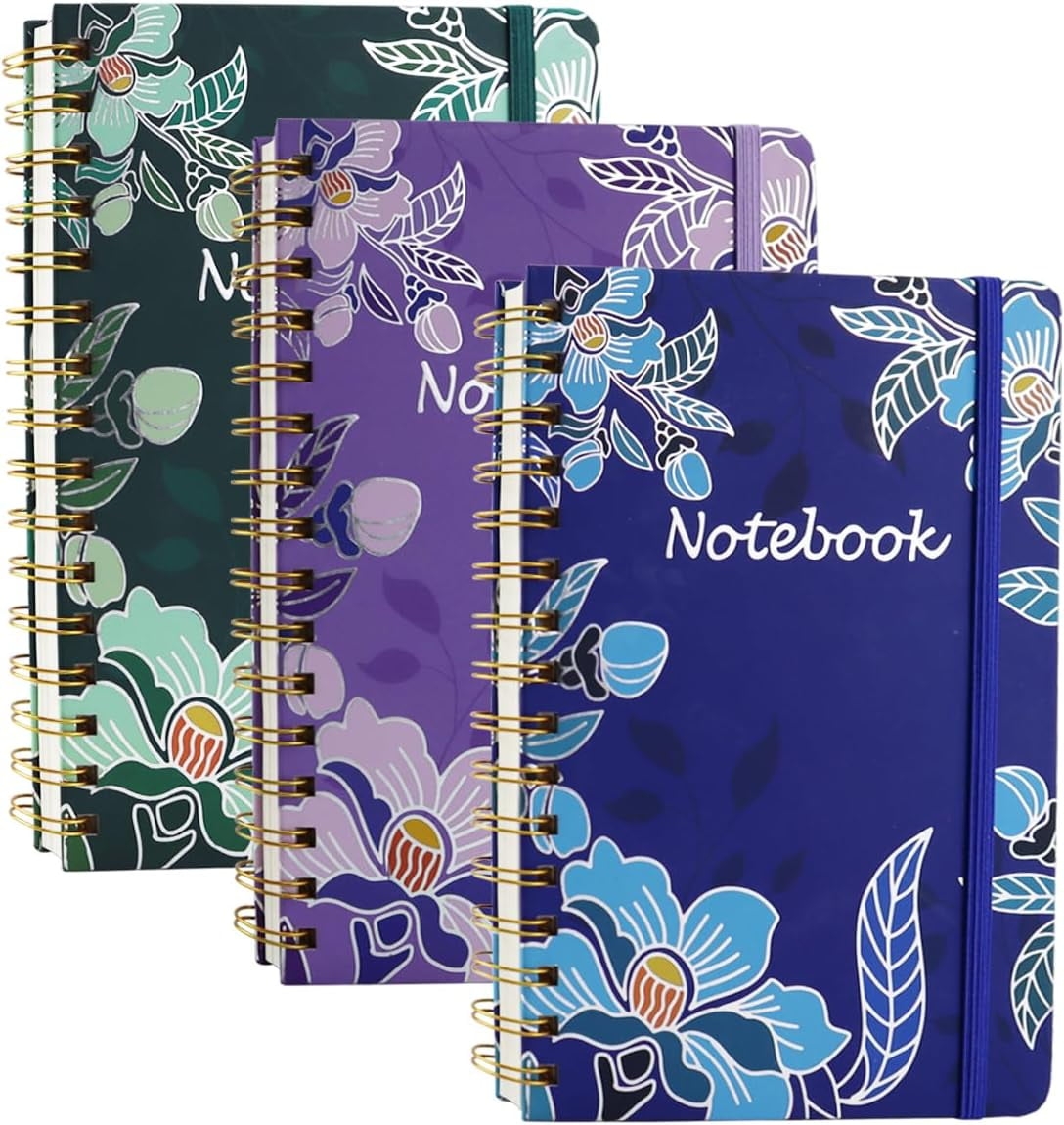 3 Pack Hardcover Spiral Notebook Journal For Women A5 College Ruled Notebooks With Pocket 8 5 x 5 7 160 Pages Cute Journals For Daily Study Or Work Walmart