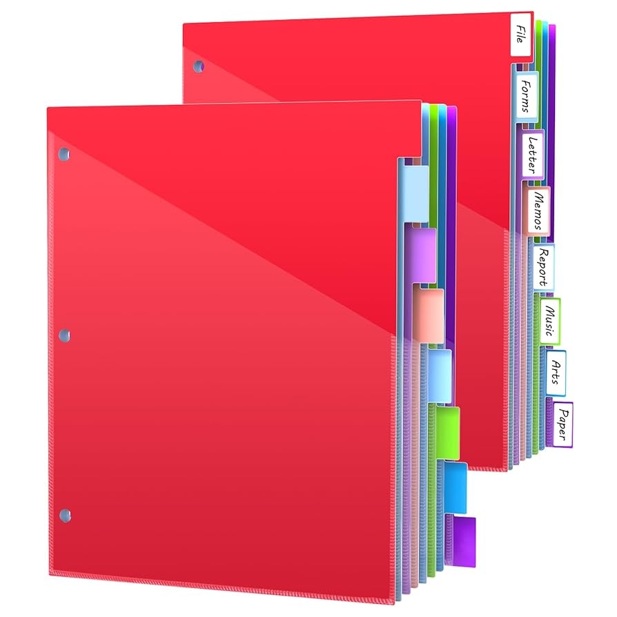3 ring Dividers With Tabs 16 Piece 3 Ring Binder Dividers With Tabs Colorful Plastic Sheet Protectors Clear Pocket Dividers