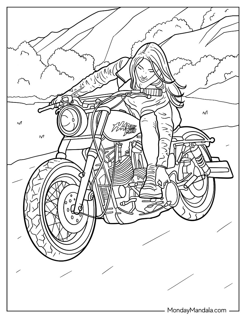 harley davidson motorcycle coloring pages