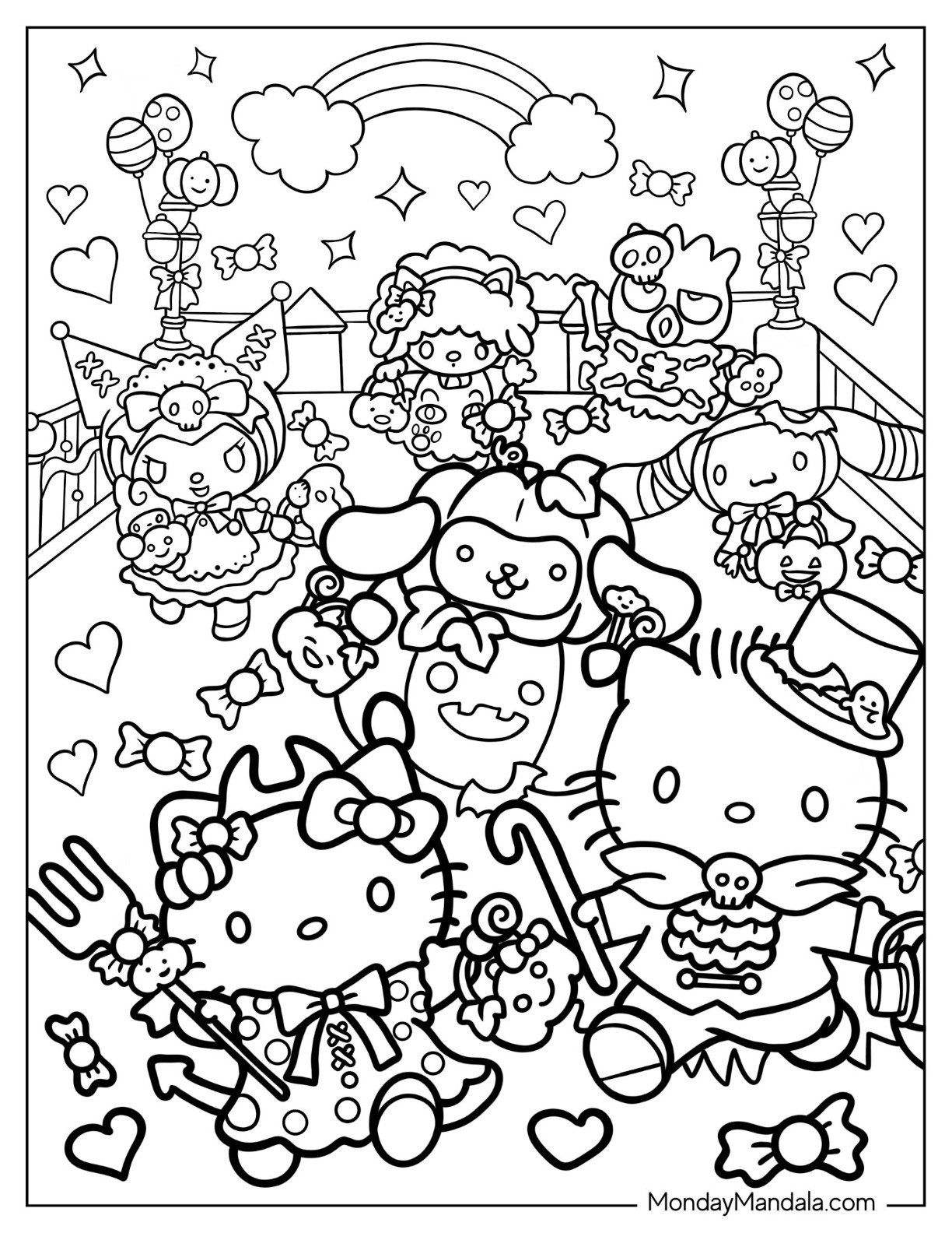 hello kitty halloween coloring pictures