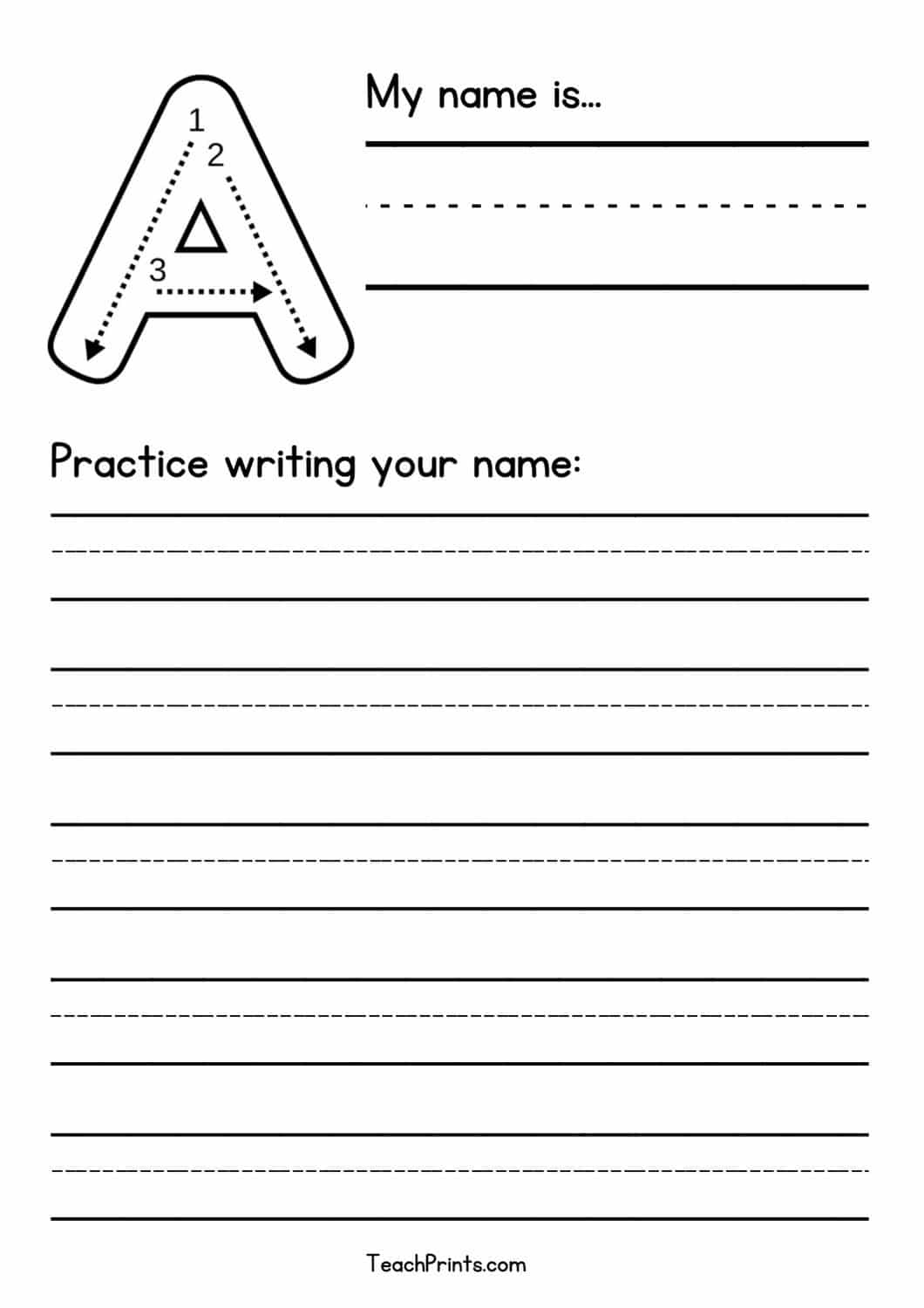 name writing template