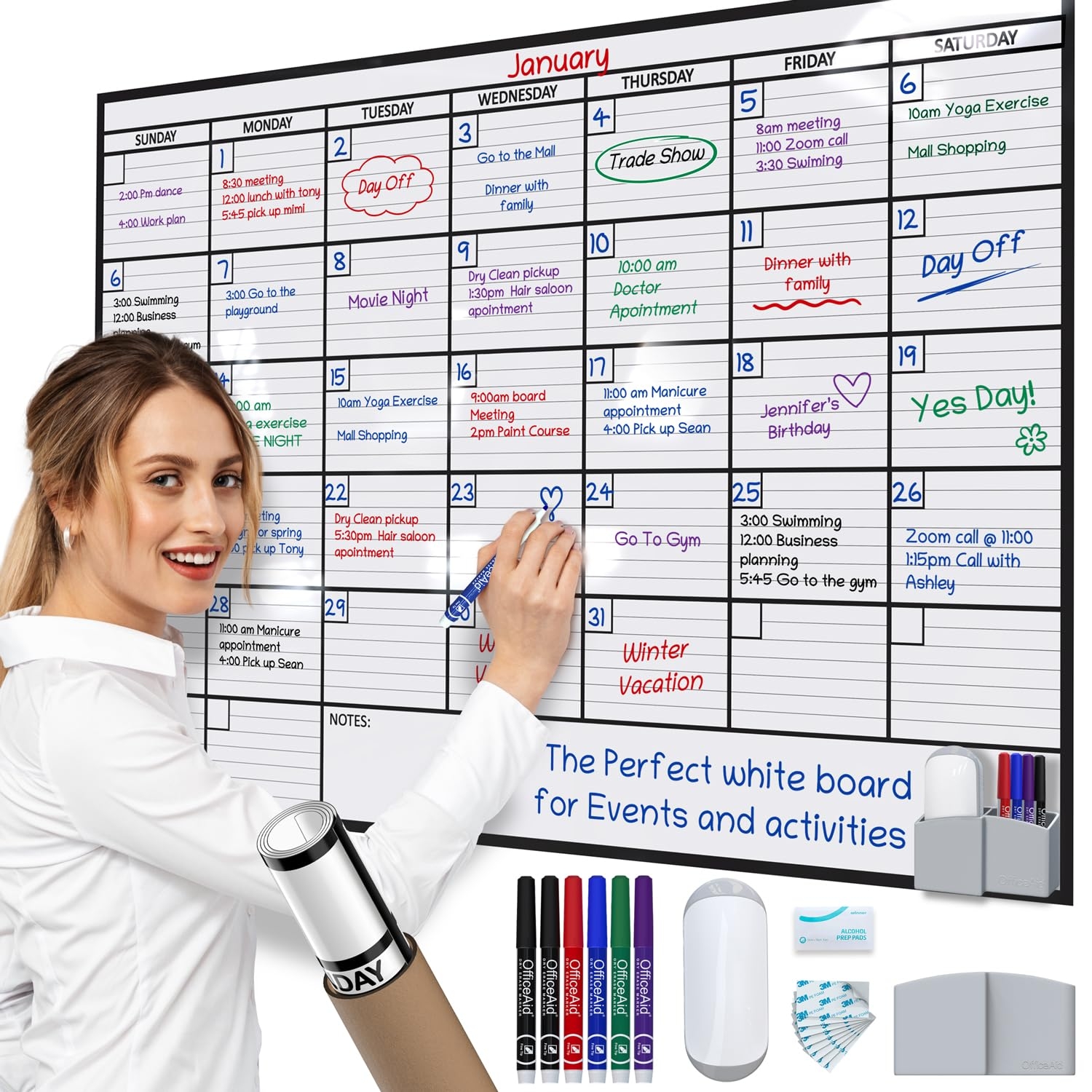 36x48 Large Dry Erase Wall Calendar Jumbo Undated Whiteboard Planner EBay