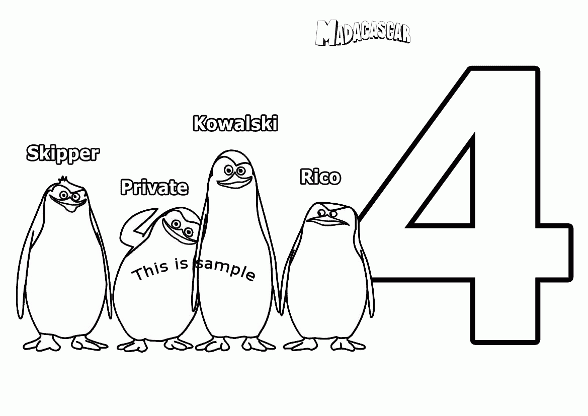 4 Penguins Of Madagascar Coloring Pages