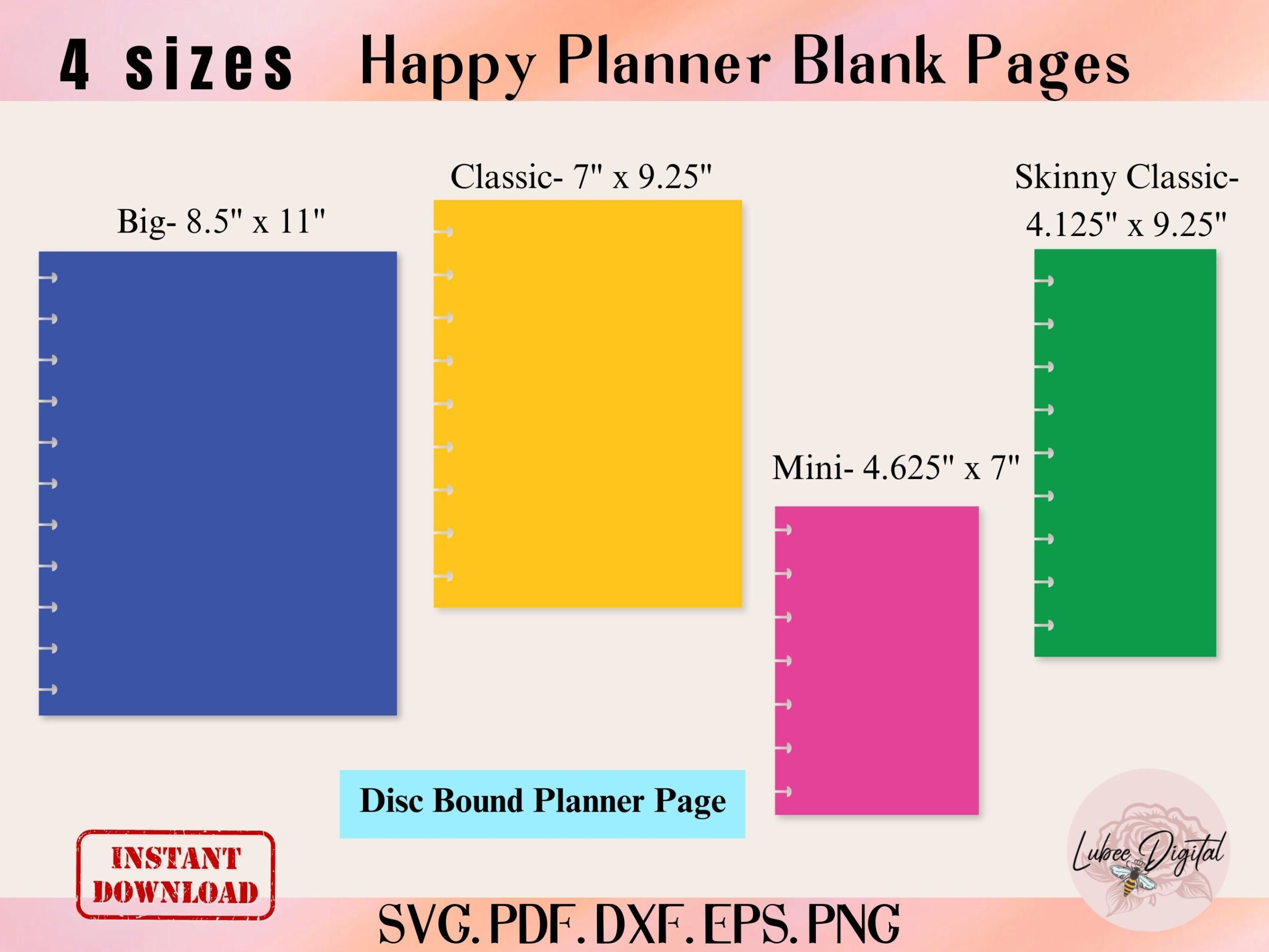 4 Sizes Happy Planner Disc Bound Insert Page Template classic Happy Planner Disc Bound Insert Page disc Bound Divider Cricut Tab Divider Etsy Israel