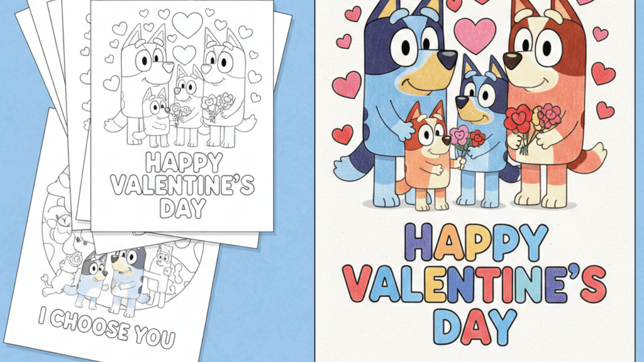 45 Bluey Valentines Coloring Pages Free PDF Printables 