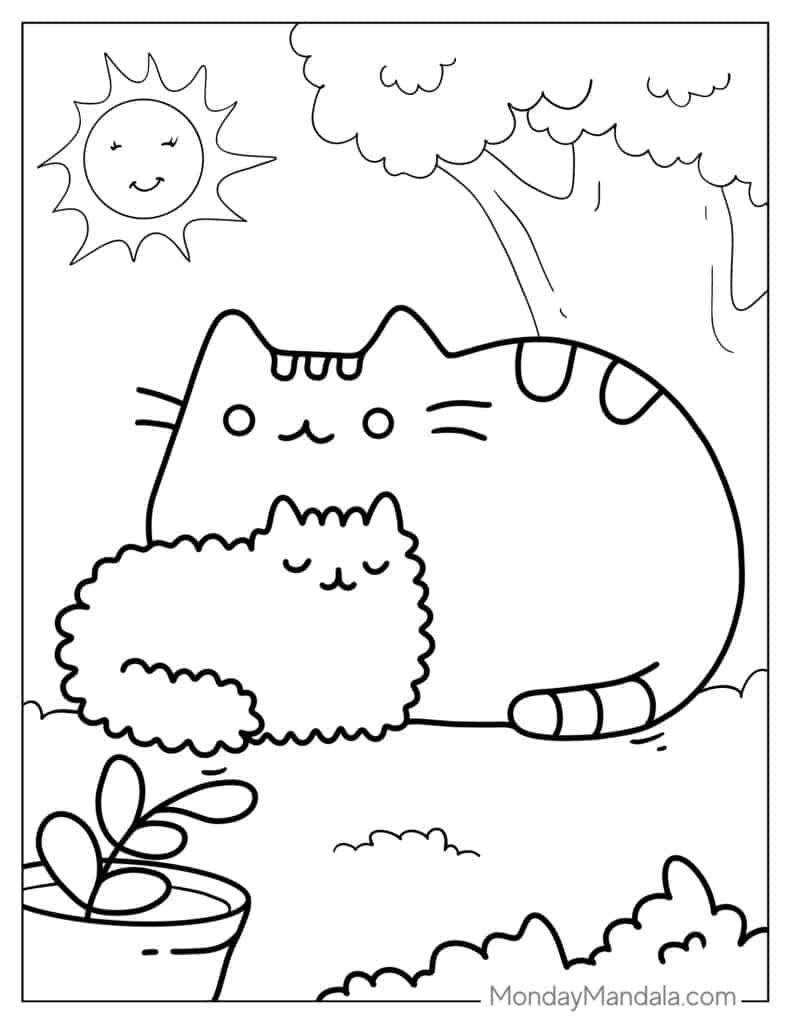 pusheen free cat coloring pages