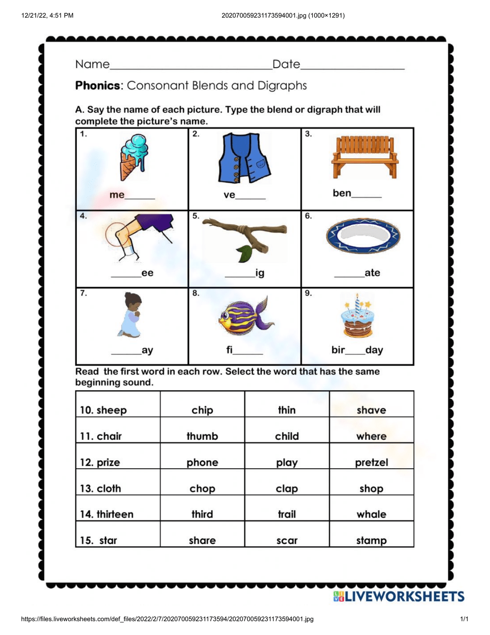 4th Grade Blends And Digraphs Worksheets Printable